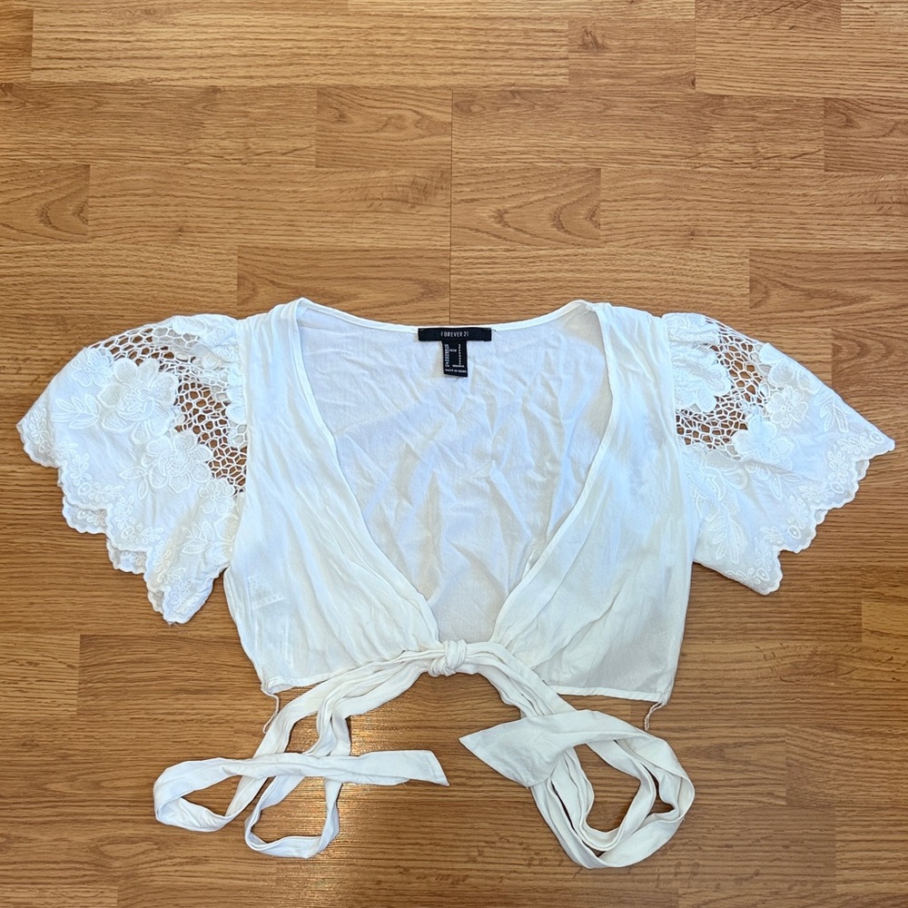 Forever 21 Lace Tie-Front Blouse